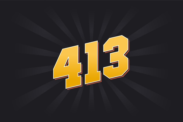 Number 413 vector font alphabet Yellow 413 number with black background