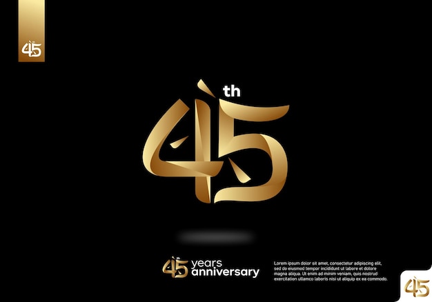 Number 45 gold logo icon design, 45th birthday logo number, 45th anniversary.