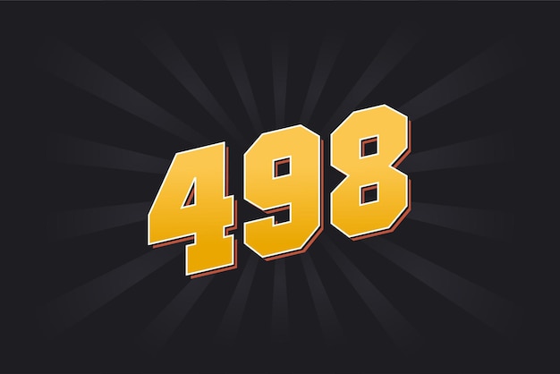 Number 498 vector font alphabet Yellow 498 number with black background