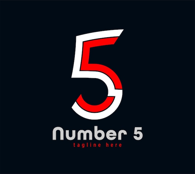 Number 5 logo design. Linear unique special letter series. Creative minimal design template vector