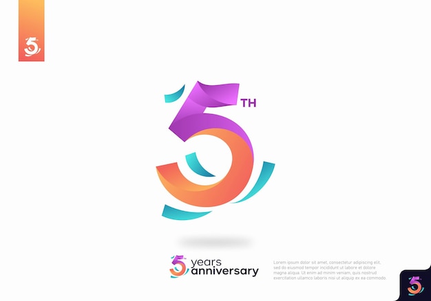 Number 5 logo icon design, 5th birthday logo number, anniversary 5