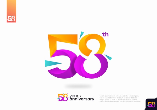 Number 58 logo icon design, 58th birthday logo number, anniversary 58