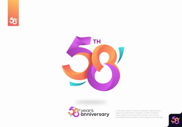 Number 58 logo icon design, 58th birthday logo number, anniversary 58