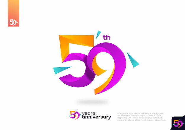 Number 59 logo icon design, 59th birthday logo number, anniversary 59