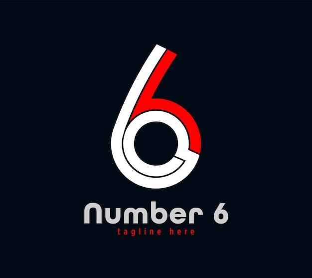 Number 6 logo design. Linear unique special letter series. Creative minimal design template vector