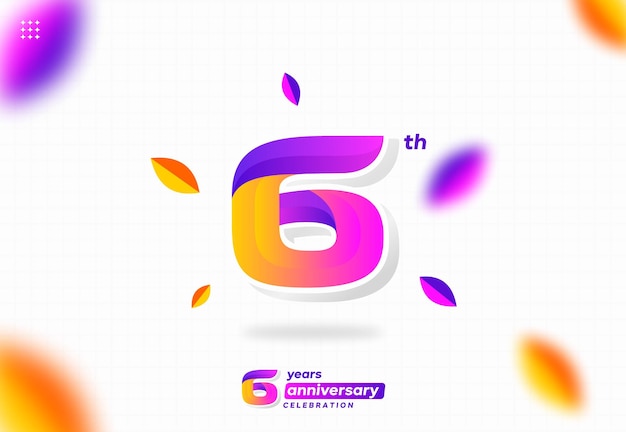 Number 6 logo icon design, 6th birthday logo number, anniversary 6