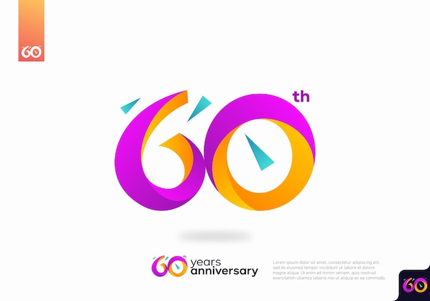 Number 60 logo icon design, 60th birthday logo number, anniversary 60