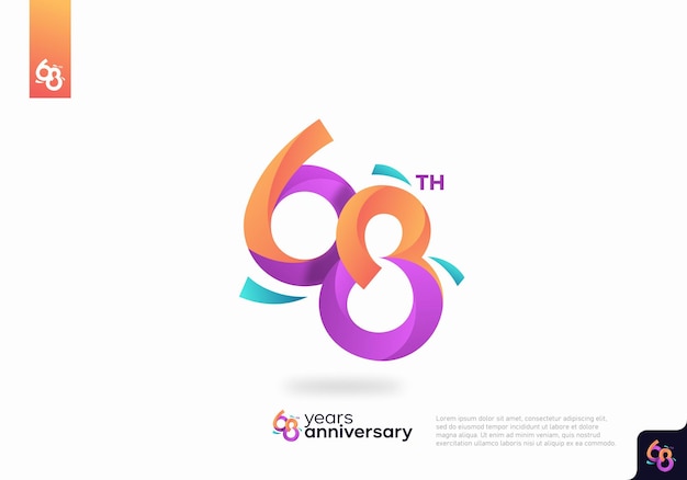 Number 68 logo icon design, 68th birthday logo number, anniversary 68