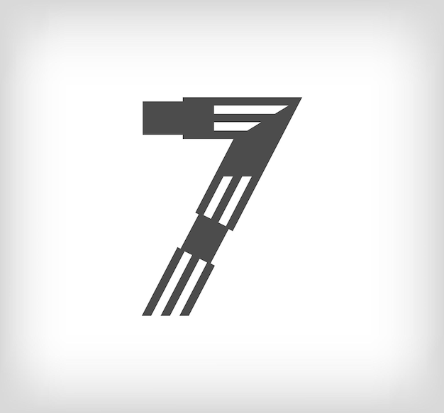 Number 7 linear modern logo The letter is in the form of stripes Alphabet number character and lin