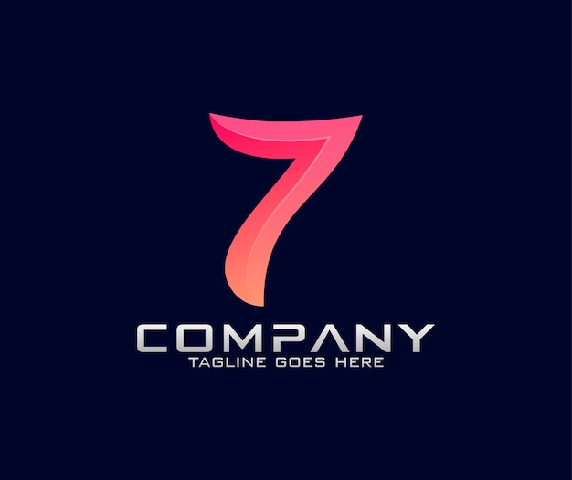 Number 7 logo design business template icon