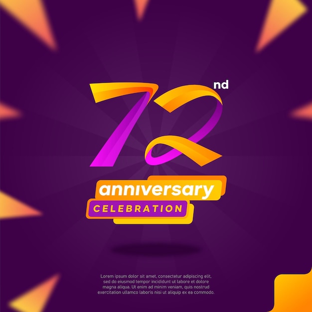 Number 72 logo icon design, 72nd birthday logo number, 72nd anniversary