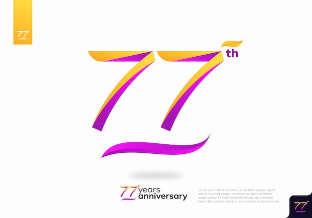 Number 77 logo icon design, 77th birthday logo number, anniversary 77