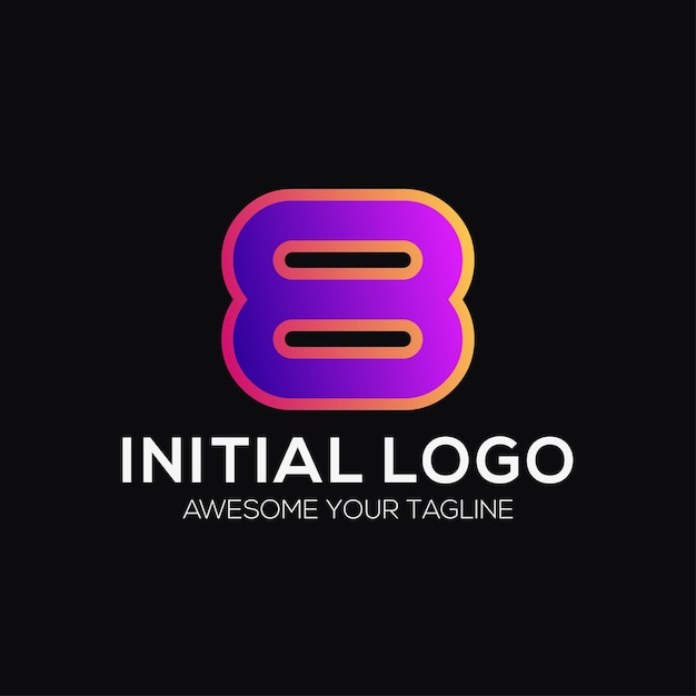 Number 8 color logo design template modern