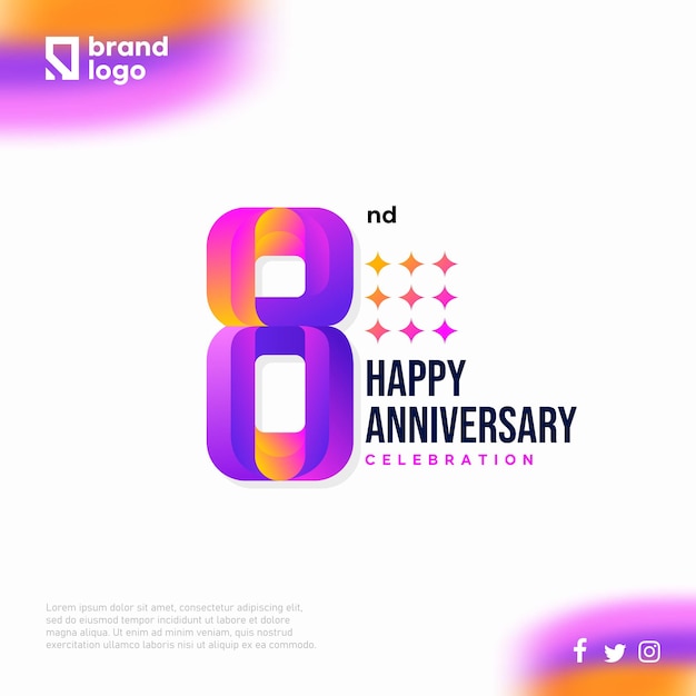 Number 8 logo icon design, 8 birthday logo number, anniversary 8 for social media post