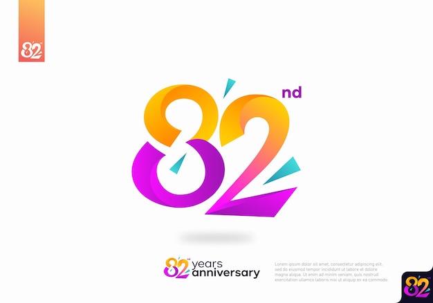 Number 82 logo icon design, 82nd birthday logo number, anniversary 82