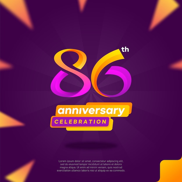 Number 86 logo icon design, 86th birthday logo number, 86th anniversary.