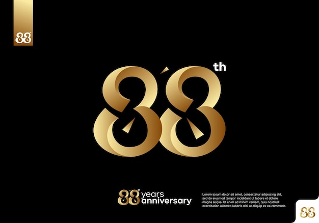 Number 88 gold logo icon design, 88th birthday logo number, 88th anniversary.