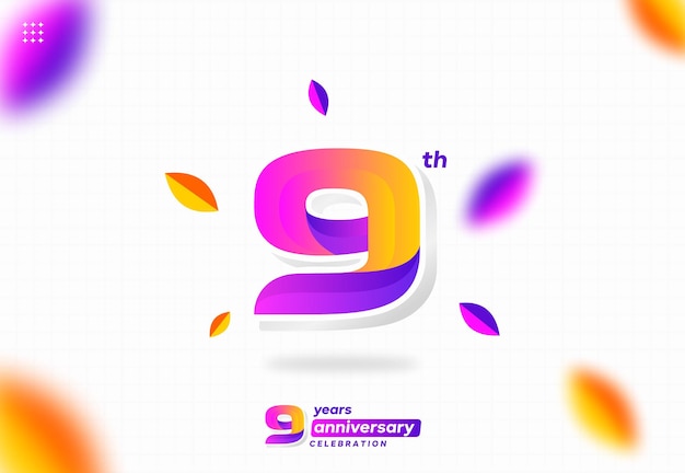 Number 9 logo icon design, 9th birthday logo number, anniversary 9