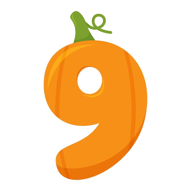 Number 9 Pumpkin vector illustration