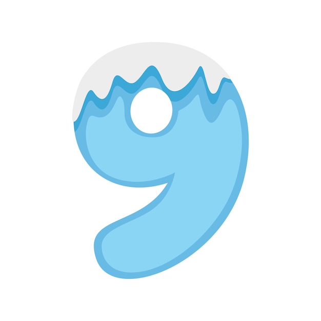 Number 9 Snow vector illustration