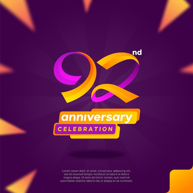 Number 92 logo icon design, 92nd birthday logo number, 92nd anniversary.