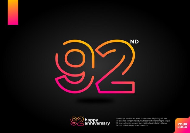 Vector number 92 logo icon design 92nd birthday logo number anniversary 92