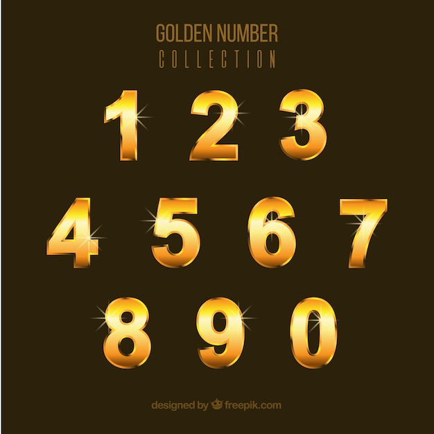 Number collection with golden style