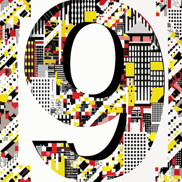 a number in a colorful background with a number 9 on it