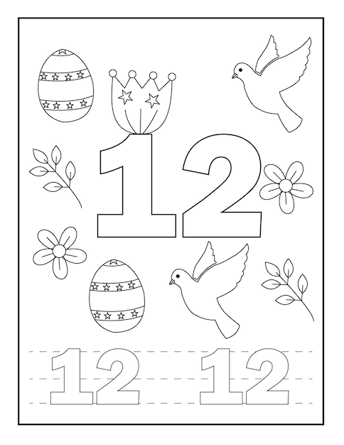 number coloring pages for kidsEaster designs flower birds and so on