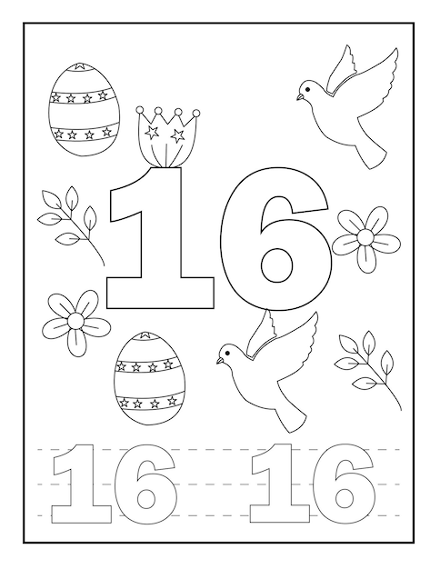 number coloring pages for kidsEaster designs flower birds and so on