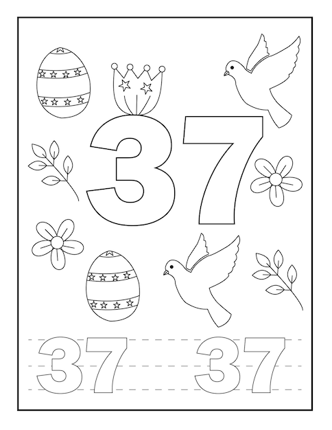 number coloring pages for kidsEaster designs flower birds and so on