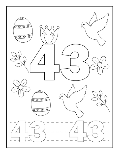 number coloring pages for kidsEaster designs flower birds and so on