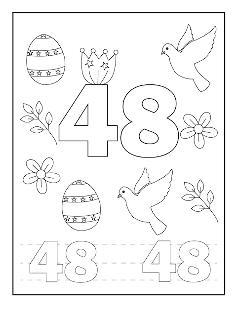 number coloring pages for kidsEaster designs flower birds and so on