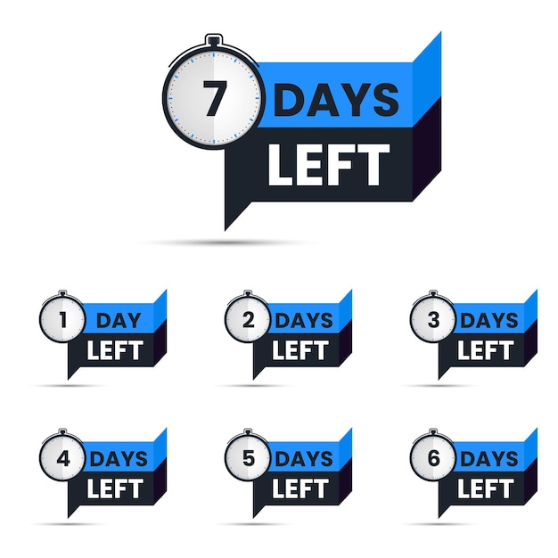 Vector number of days left banner design with countdown timer