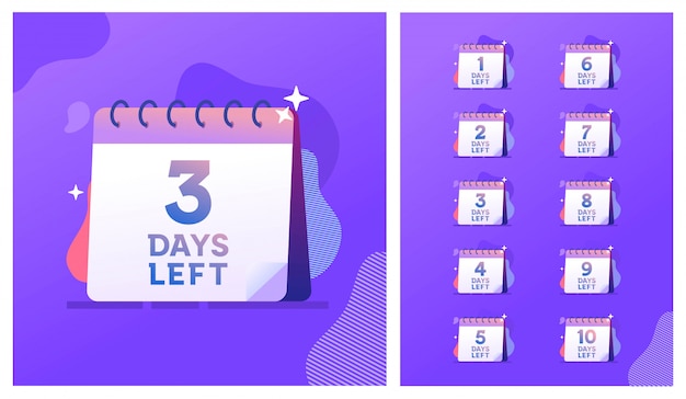 Number days left countdown  illustration template, can be use for promotion, sale, landing page, template, ui, web, mobile app, poster, banner, flyer