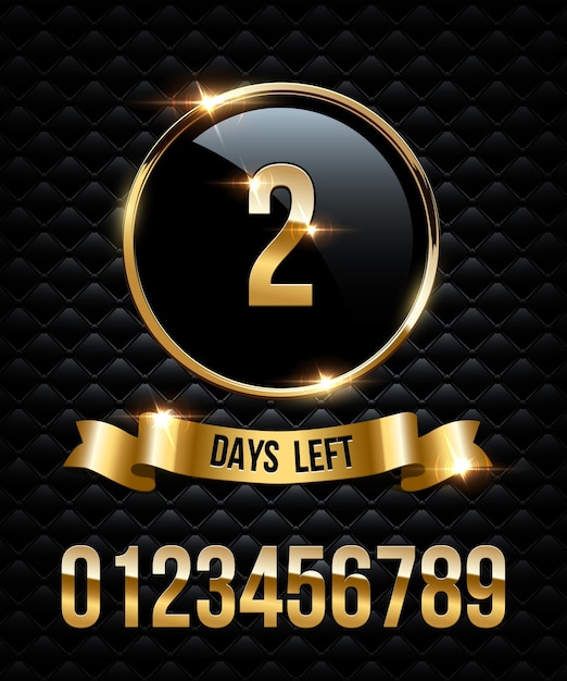 Number of days left to go luxury design with gold ring and numbers set