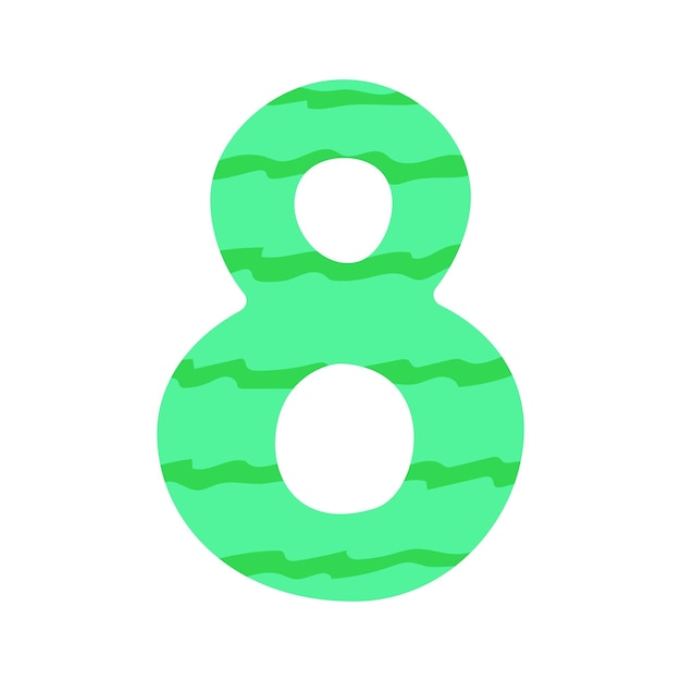 The number eight is made in the cute form. 8 Isolated on a white background