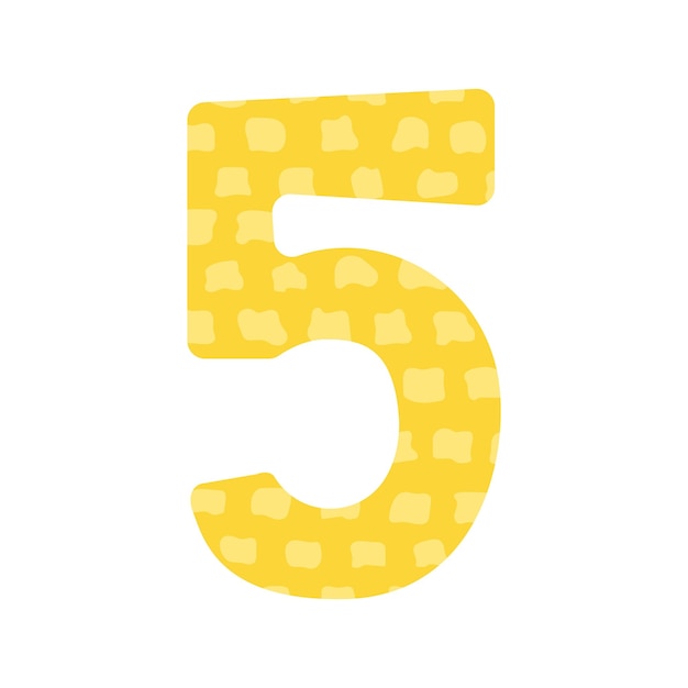 The number five is made in the cute form. 5 Isolated on a white background