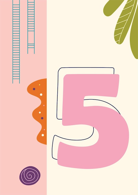 Number Five Typography Art Illustration