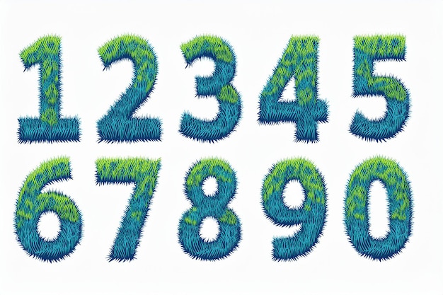 a number is written in blue and green on a white background