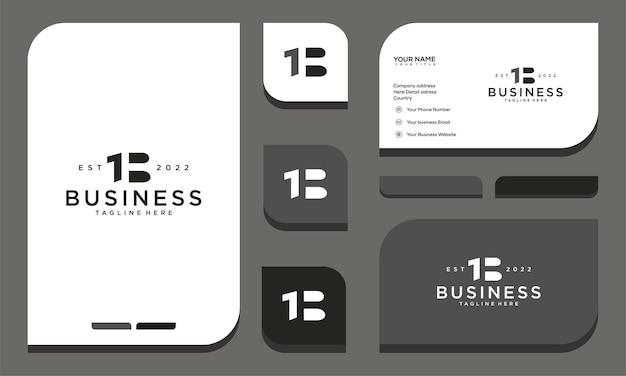 number letter 11B B1 negative space logo design business card