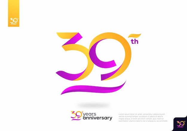 Number 39 logo icon design, 39th birthday logo number, anniversary 39