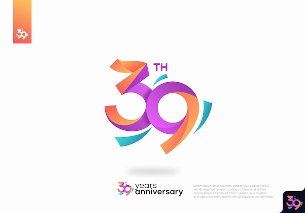 Number 39 logo icon design, 39th birthday logo number, anniversary 39