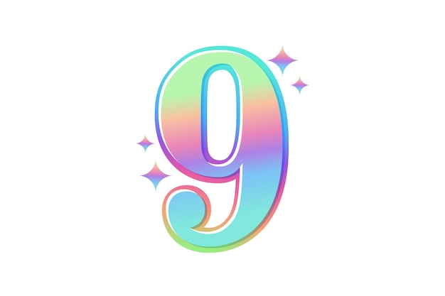 Vector number nine metal hologram sticker design