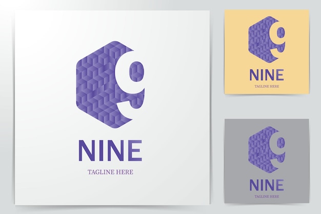 Number nine  purple color logo 9