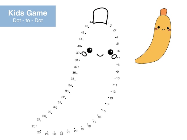 Number puzzle game Dot to dot Cute kawaii banana