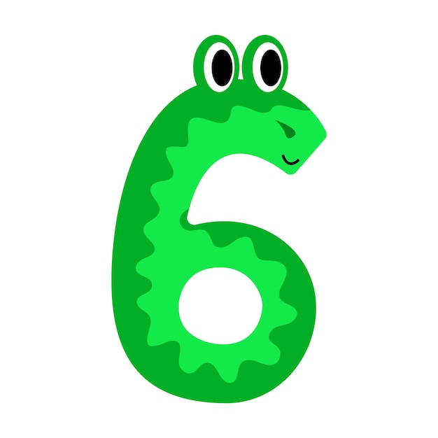 The number six is made in the form of a cute monster. 6 with eyes. Isolated on a white background.