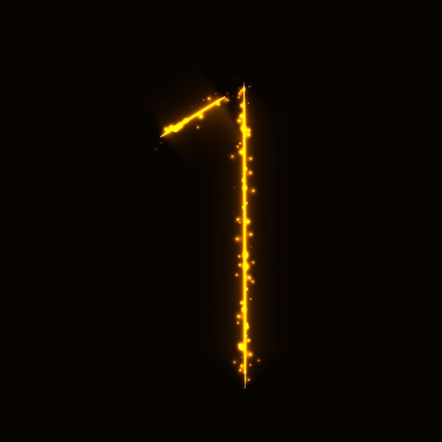 Number symbol of gold lights on dark background