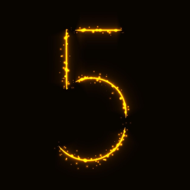 Number symbol of gold lights on dark background