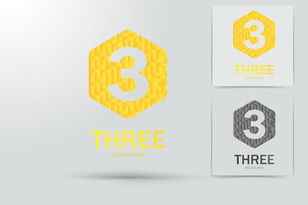 Number Three Gold Color Logo